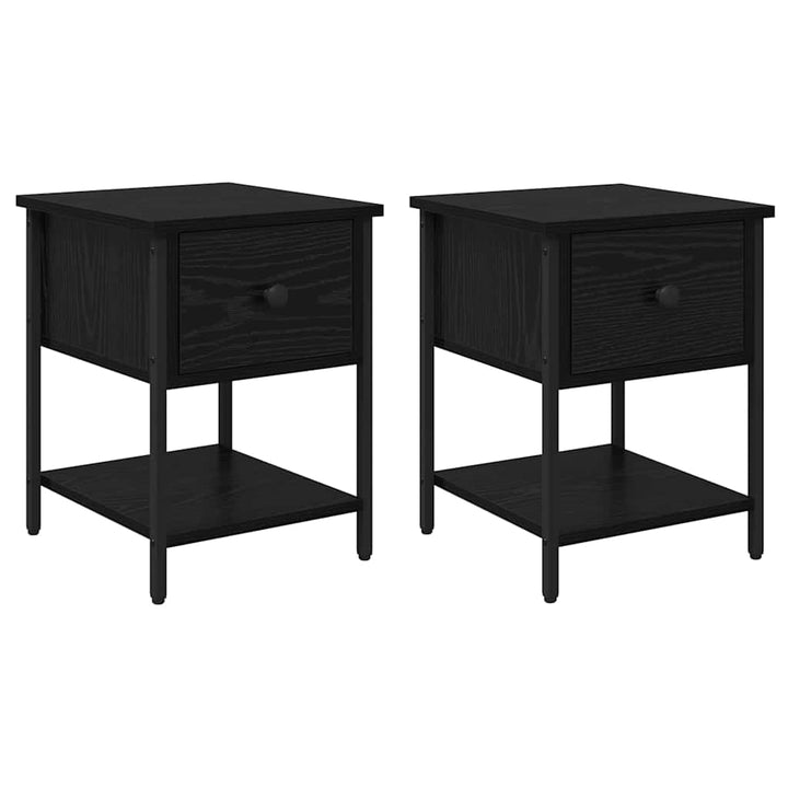 Sengebord 2 pcs Sort eg 34 x 35,5 x 45 cm Konstrueret træ