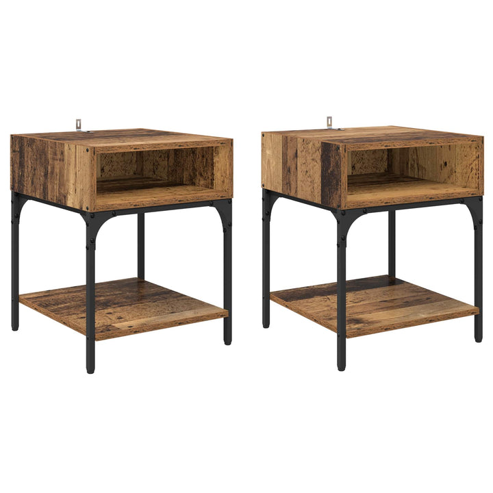 Sengebord 2 pcs Gammelt træ 40 x 40 x 50 cm Konstrueret træ