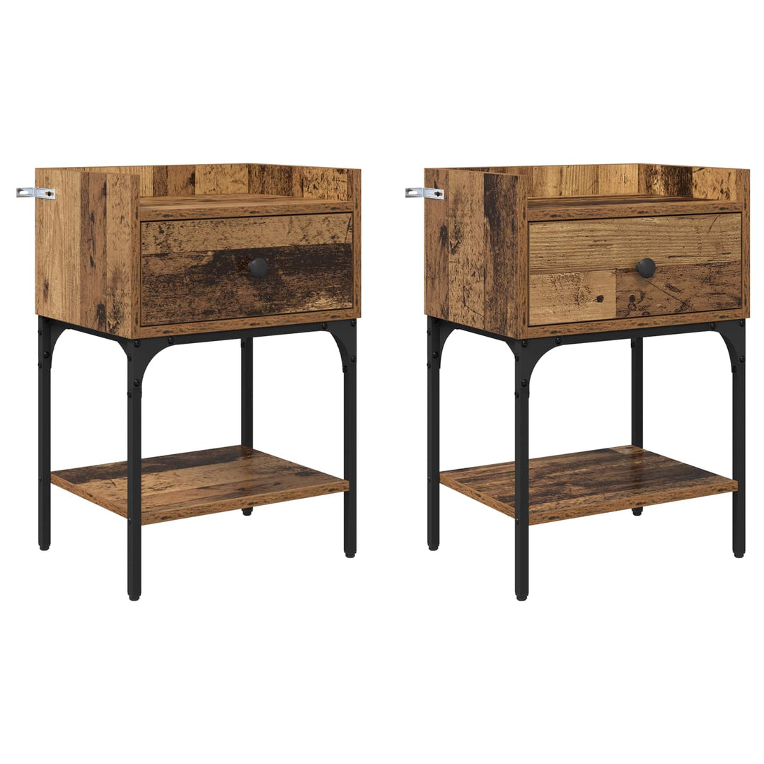 Sengebord 2 pcs Gammelt træ 40 x 29 x 60 cm Konstrueret træ