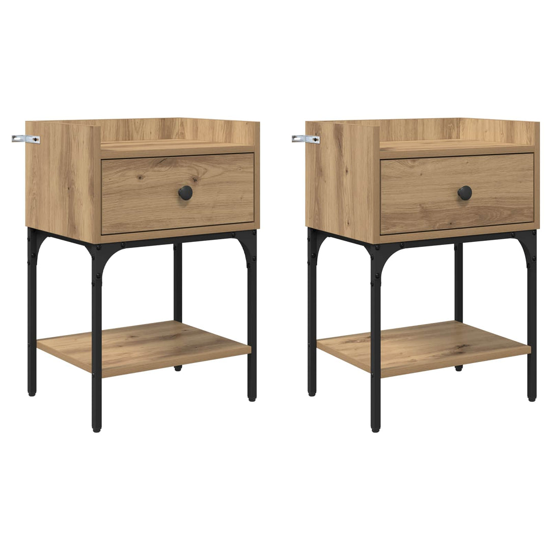 Sengebord 2 pcs Artisan Egetræ 40 x 29 x 60 cm Konstrueret træ