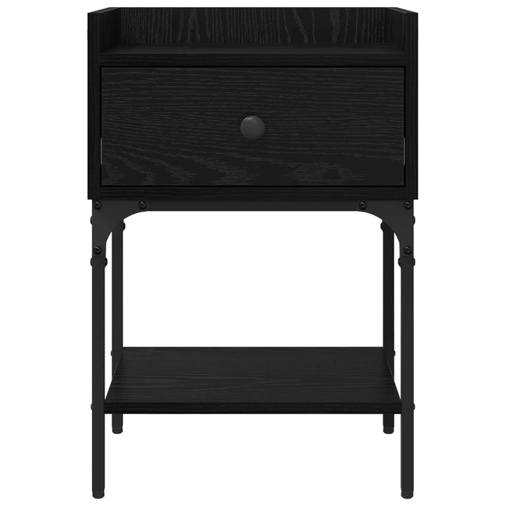 Sengebord med skuffe Sort eg 40 x 29 x 60 cm Konstrueret træ