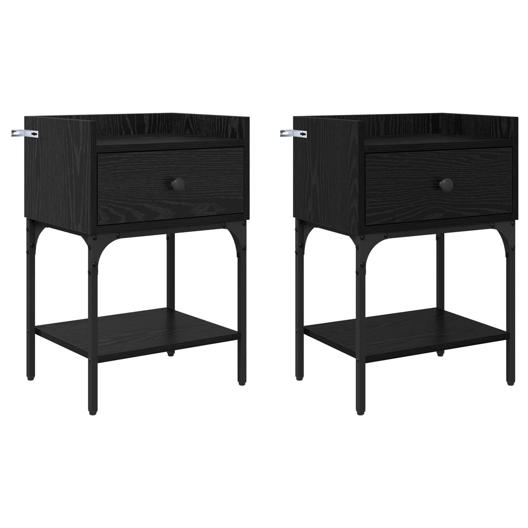 Sengebord 2 pcs Sort eg 40 x 29 x 60 cm Konstrueret træ