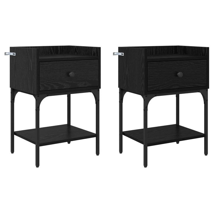 Sengebord 2 pcs Sort eg 40 x 29 x 60 cm Konstrueret træ