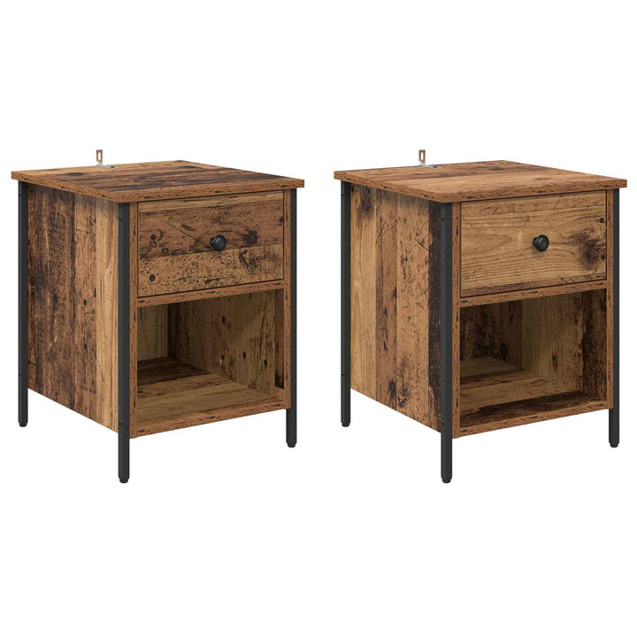 Natskab 2 pcs Gammelt træ 40 x 42 x 50 cm Konstrueret træ