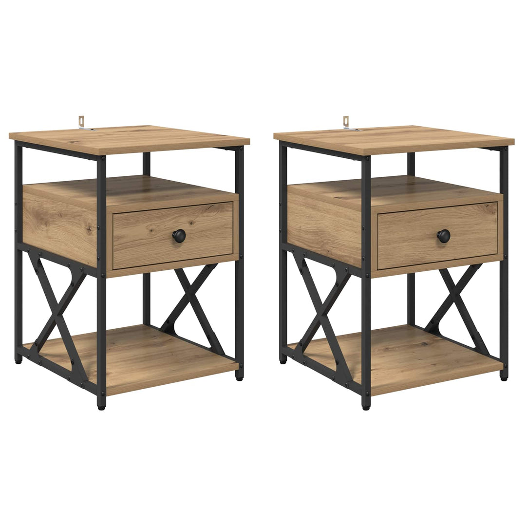 Natskab 2 pcs Artisan Egetræ 40 x 42 x 55 cm Konstrueret træ