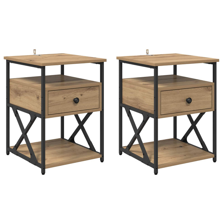 Natskab 2 pcs Artisan Egetræ 40 x 42 x 55 cm Konstrueret træ