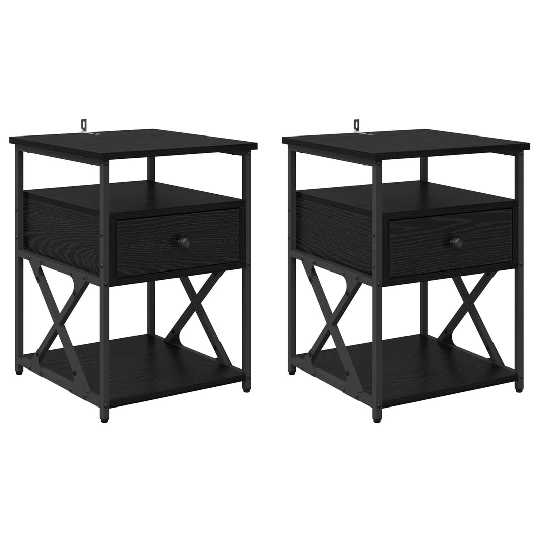 Natskab 2 pcs Sort eg 40 x 42 x 55 cm Konstrueret træ