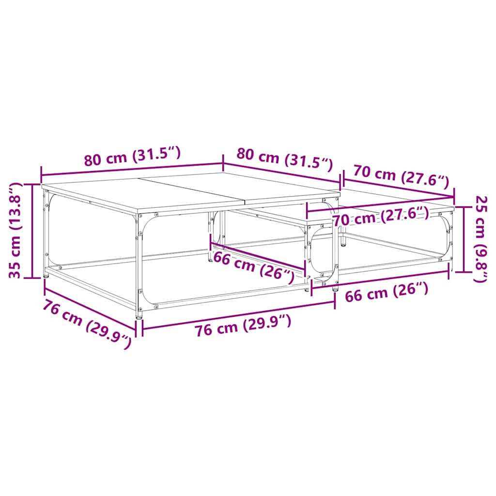 Sofabord 2 pcs Gammelt træ Konstrueret træ