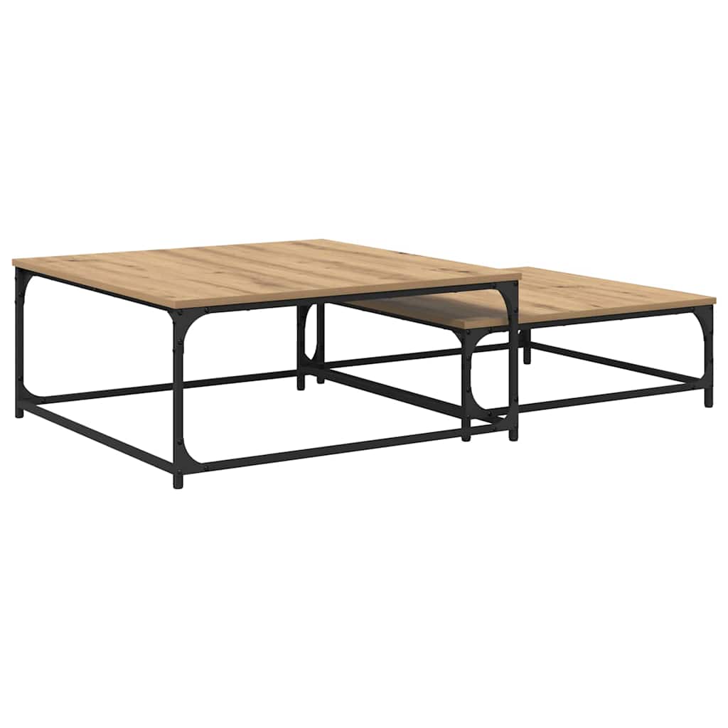 Sofabord 2 pcs Artisan Egetræ 80 x 80 x 35 cm Konstrueret træ
