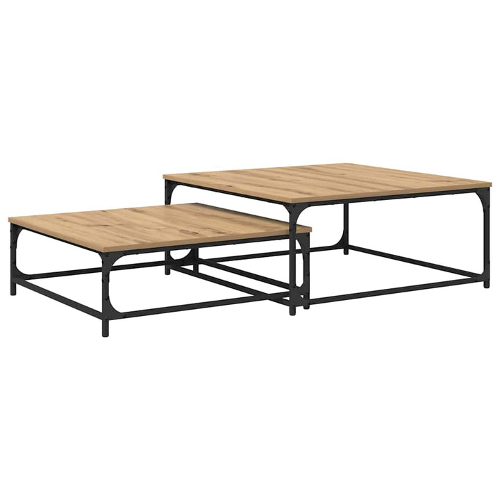 Sofabord 2 pcs Artisan Egetræ 80 x 80 x 35 cm Konstrueret træ