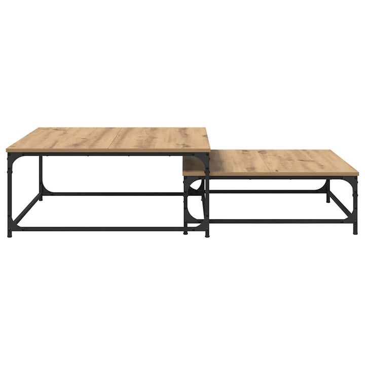 Sofabord 2 pcs Artisan Egetræ 80 x 80 x 35 cm Konstrueret træ