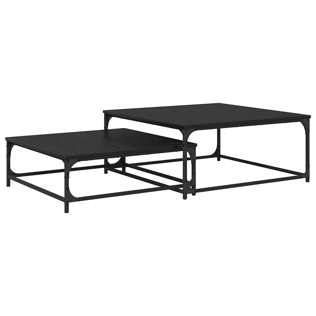 Sofabord 2 pcs Sort eg Konstrueret træ