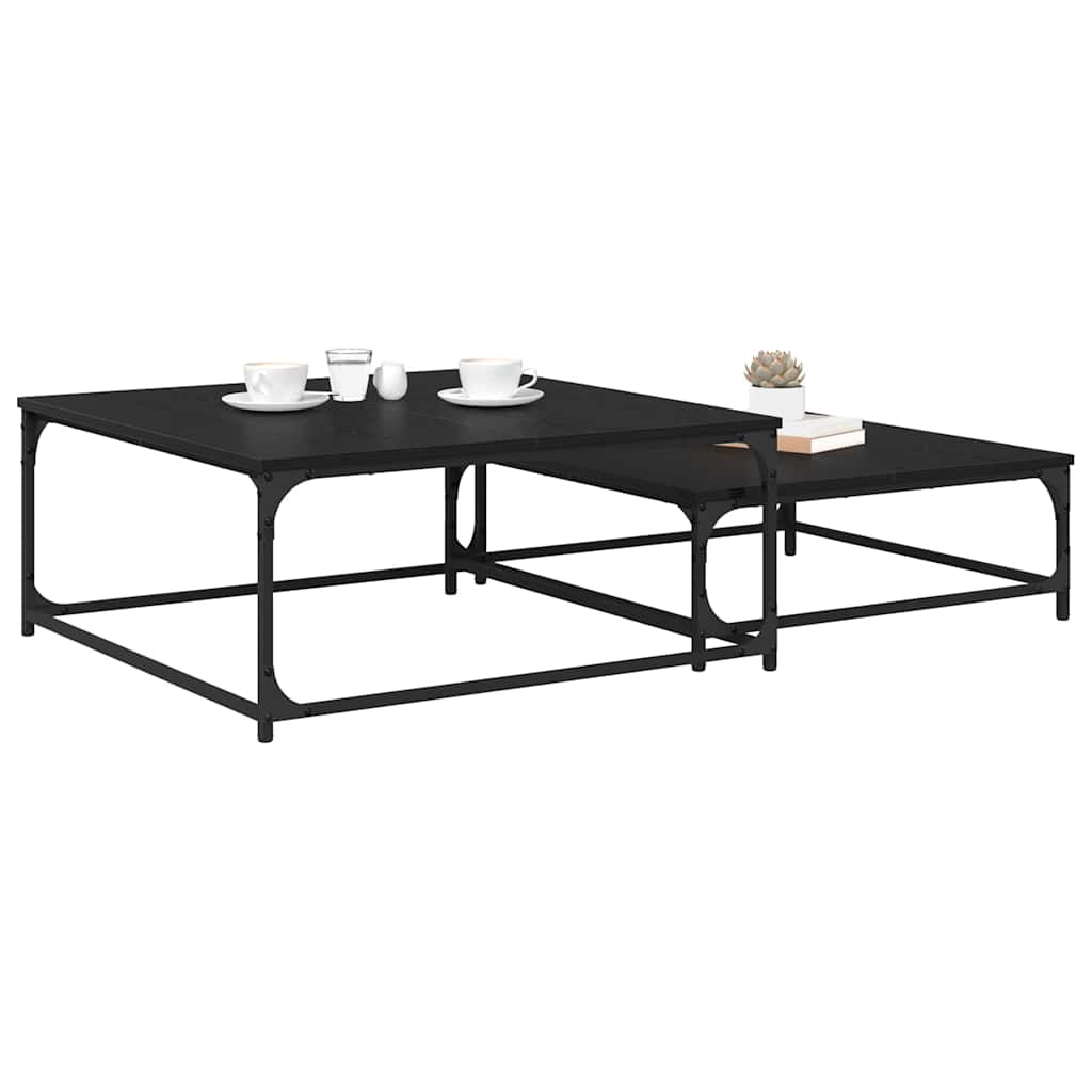 Sofabord 2 pcs Sort eg Konstrueret træ