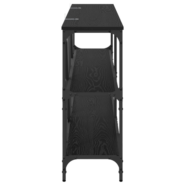 Konsolbord med hylde Sort eg 160 x 30 x 75 cm Konstrueret træ