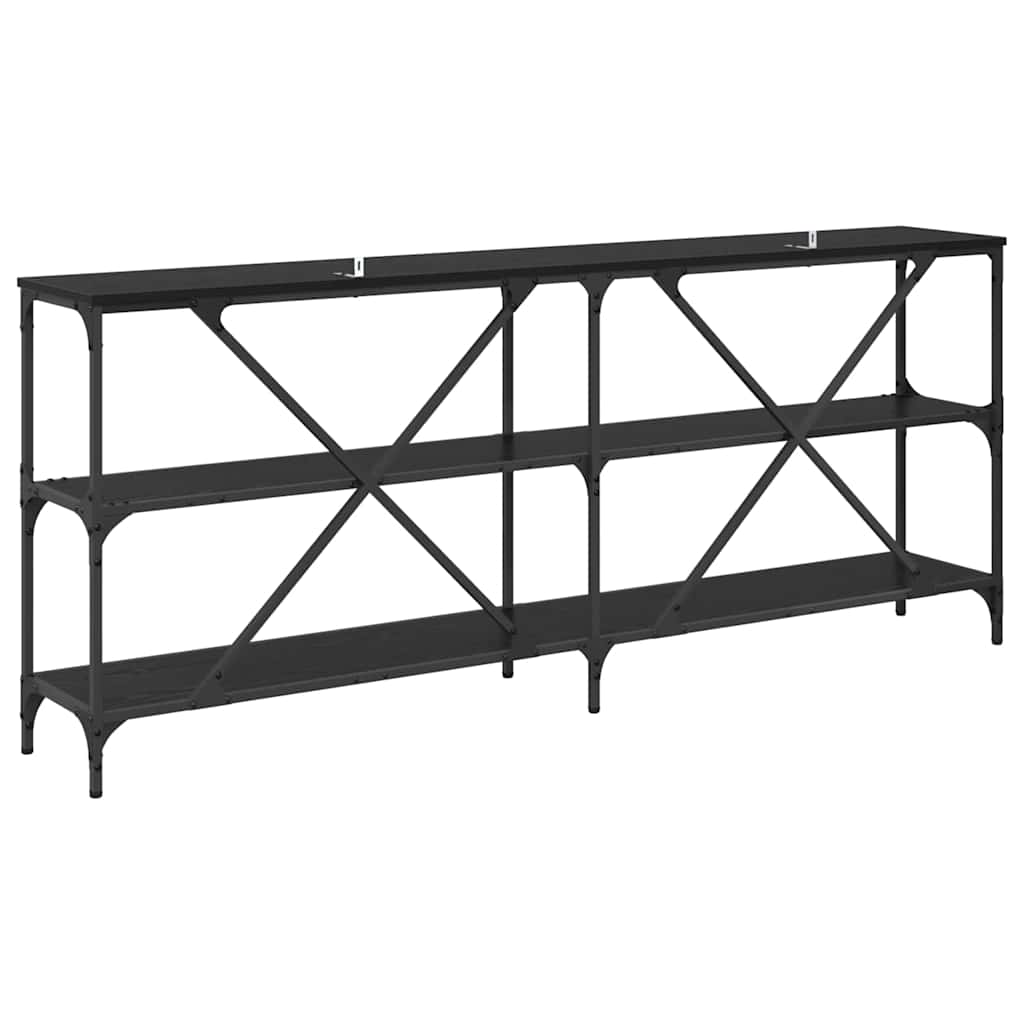 Konsolbord med hylde Sort eg 180 x 30 x 75 cm Konstrueret træ