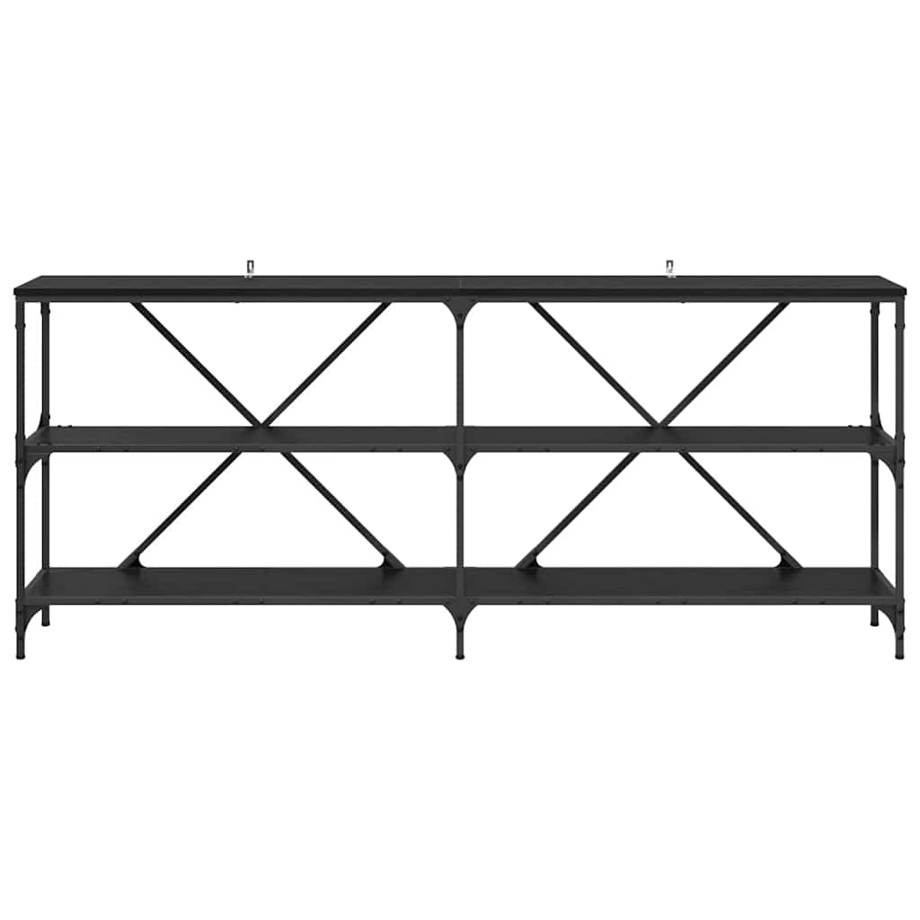 Konsolbord med hylde Sort eg 180 x 30 x 75 cm Konstrueret træ