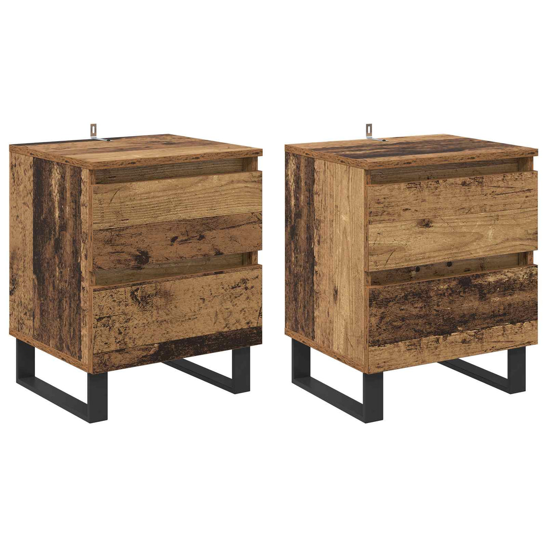 Natskab 2 pcs Gammelt træ 40 x 35 x 50 cm Konstrueret træ
