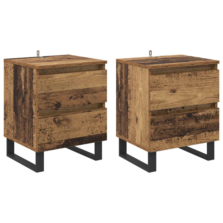 Natskab 2 pcs Gammelt træ 40 x 35 x 50 cm Konstrueret træ