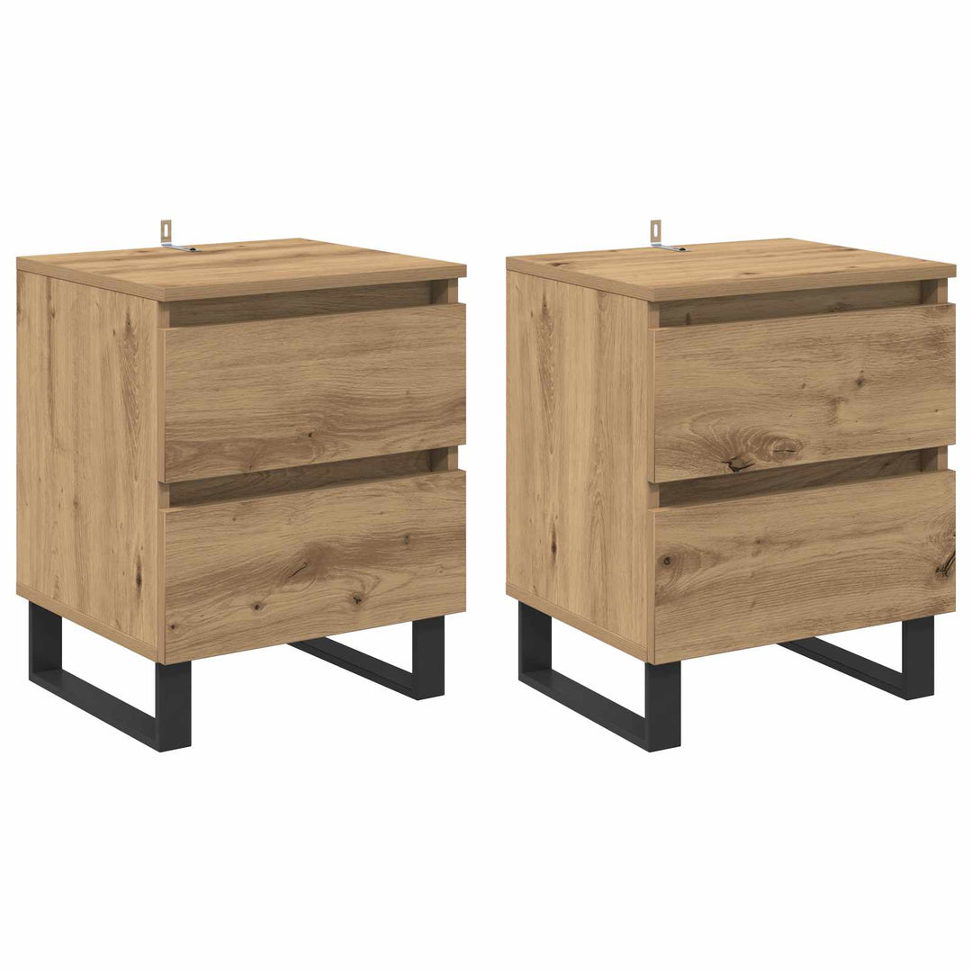Natskab 2 pcs Artisan Egetræ 40 x 35 x 50 cm Konstrueret træ