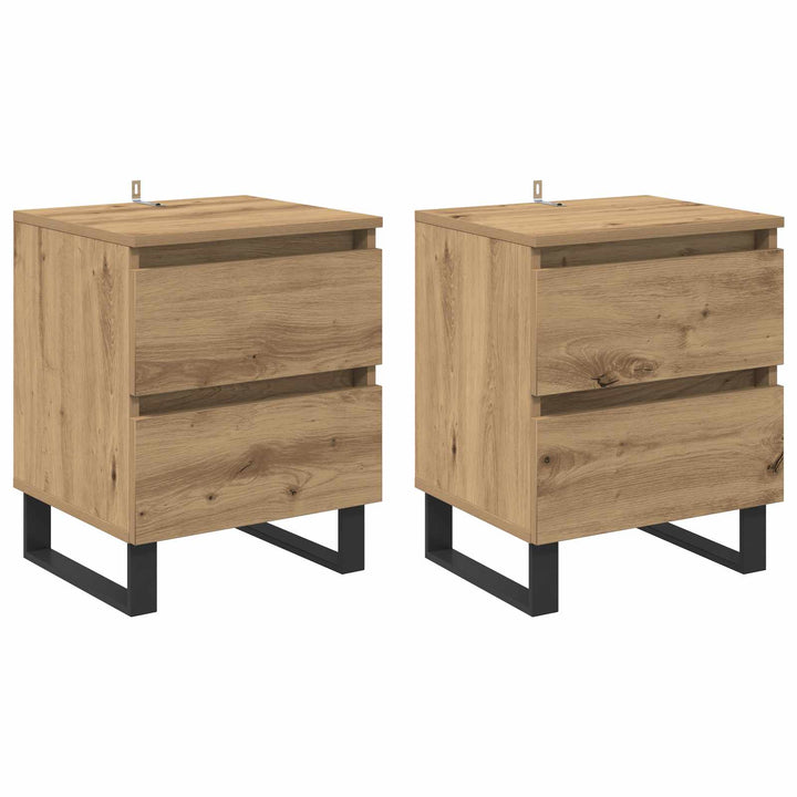 Natskab 2 pcs Artisan Egetræ 40 x 35 x 50 cm Konstrueret træ