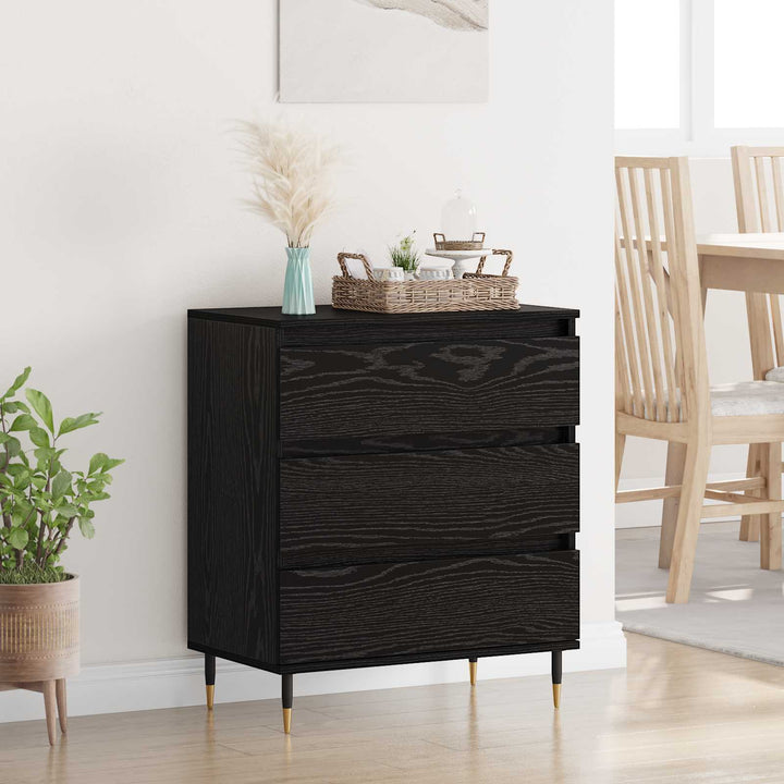 Sideboard med skuffe Sort eg 60 x 35 x 70 cm Konstrueret træ