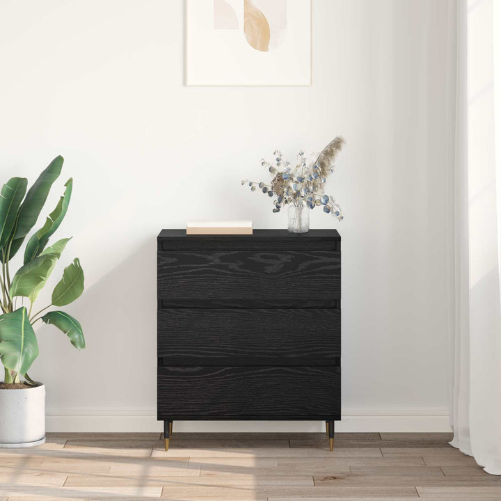 Sideboard med skuffe Sort eg 60 x 35 x 70 cm Konstrueret træ