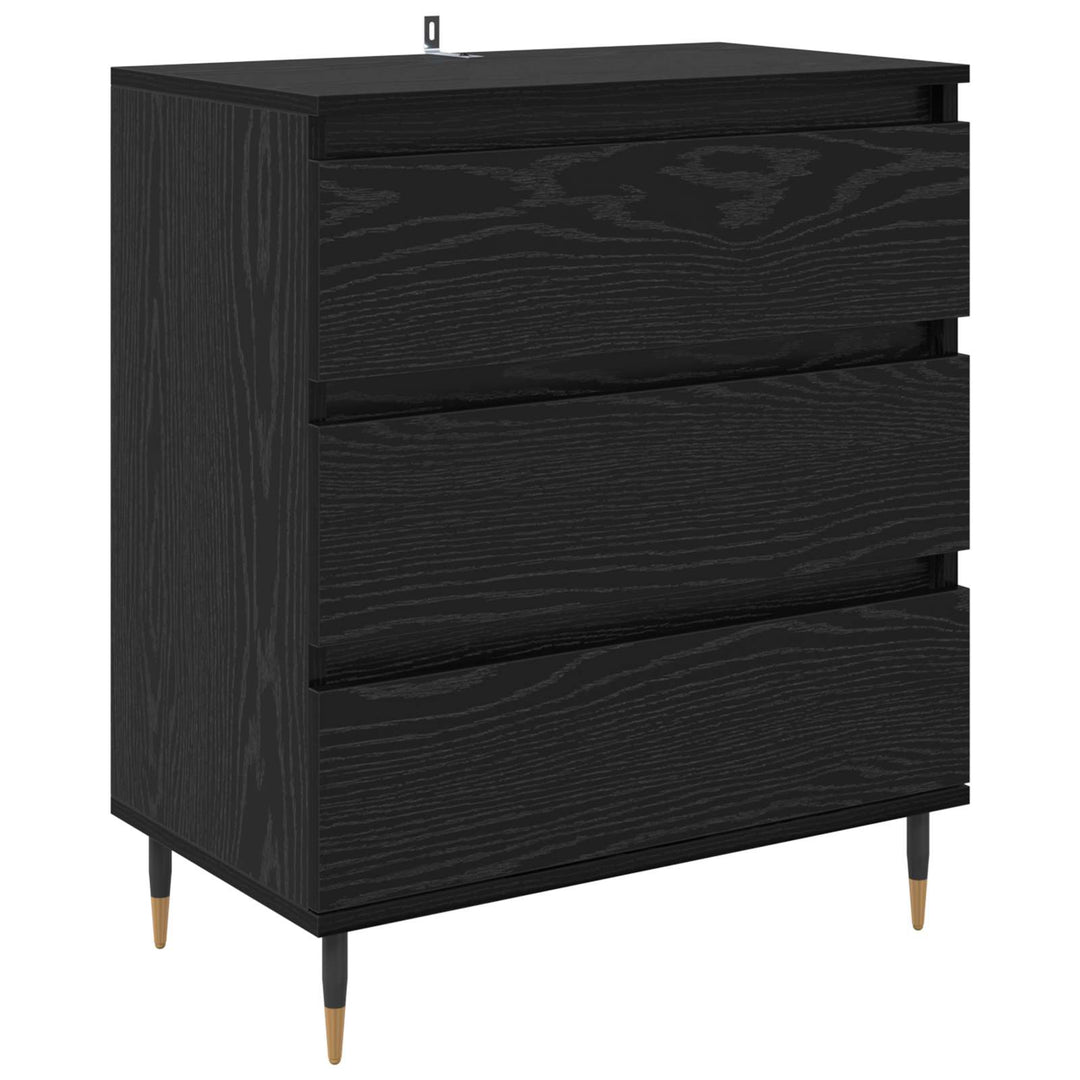 Sideboard med skuffe Sort eg 60 x 35 x 70 cm Konstrueret træ