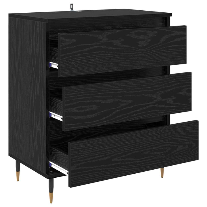 Sideboard med skuffe Sort eg 60 x 35 x 70 cm Konstrueret træ