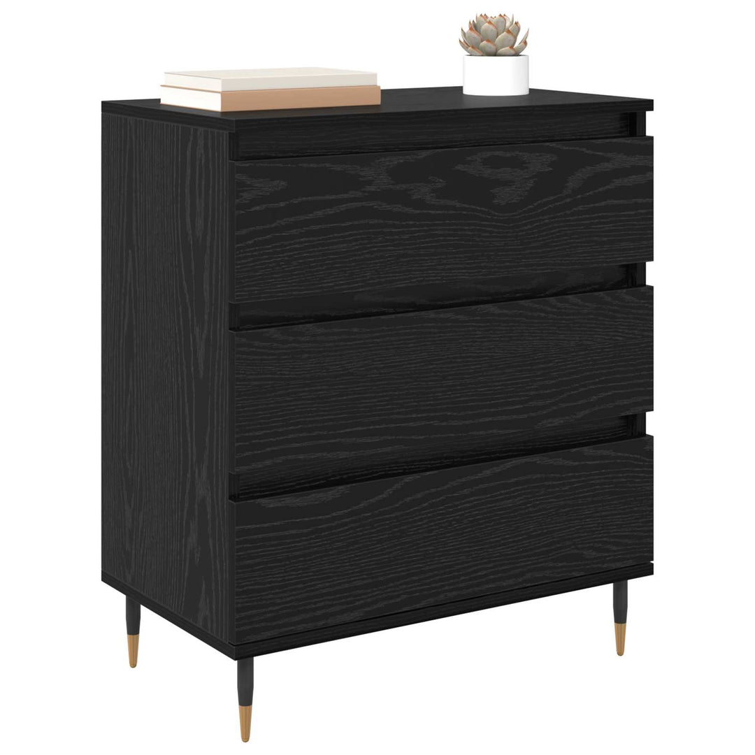 Sideboard med skuffe Sort eg 60 x 35 x 70 cm Konstrueret træ