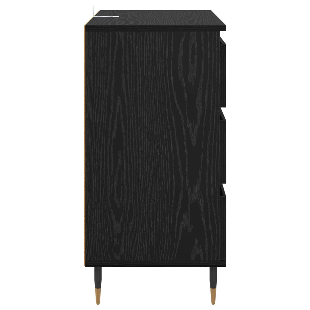 Sideboard med skuffe Sort eg 60 x 35 x 70 cm Konstrueret træ