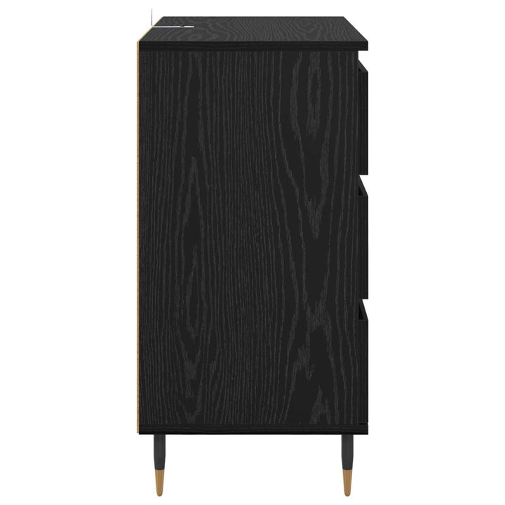 Sideboard med skuffe Sort eg 60 x 35 x 70 cm Konstrueret træ
