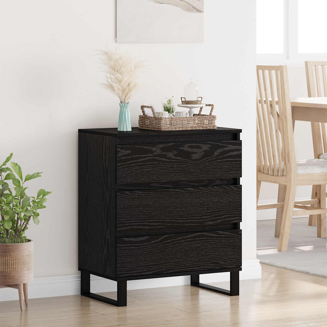 Sideboard med skuffe Sort eg 60 x 35 x 70 cm Konstrueret træ
