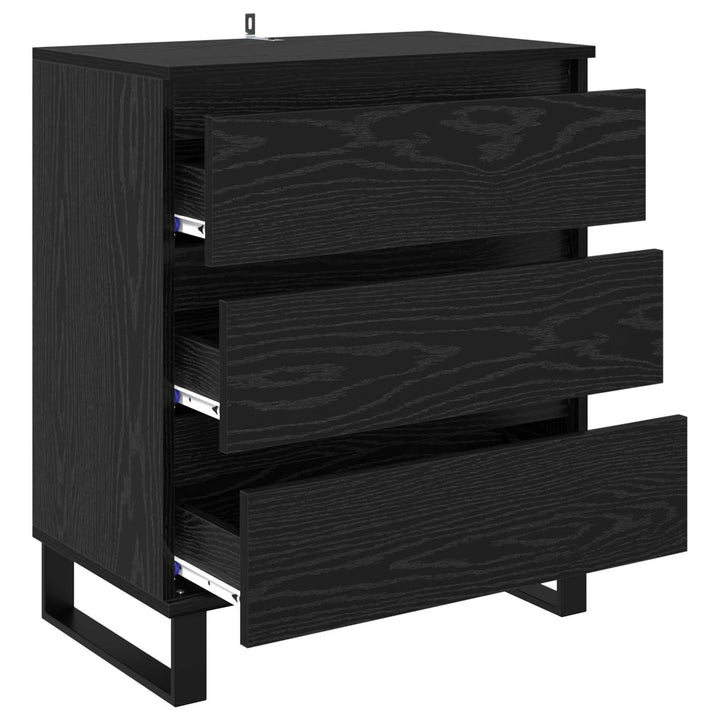 Sideboard med skuffe Sort eg 60 x 35 x 70 cm Konstrueret træ