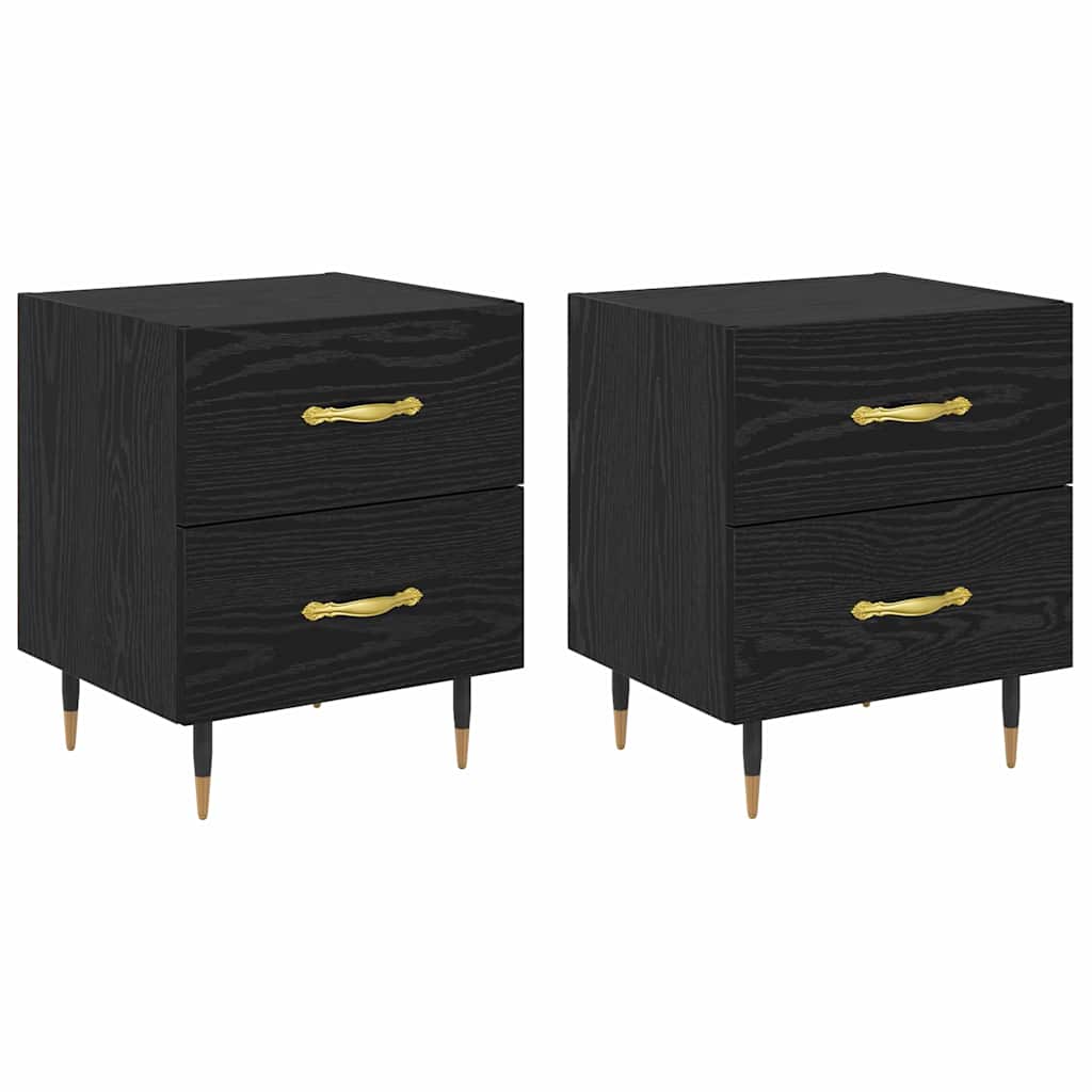Natskab 2 pcs Sort eg 40 x 35 x 47,5 cm Konstrueret træ