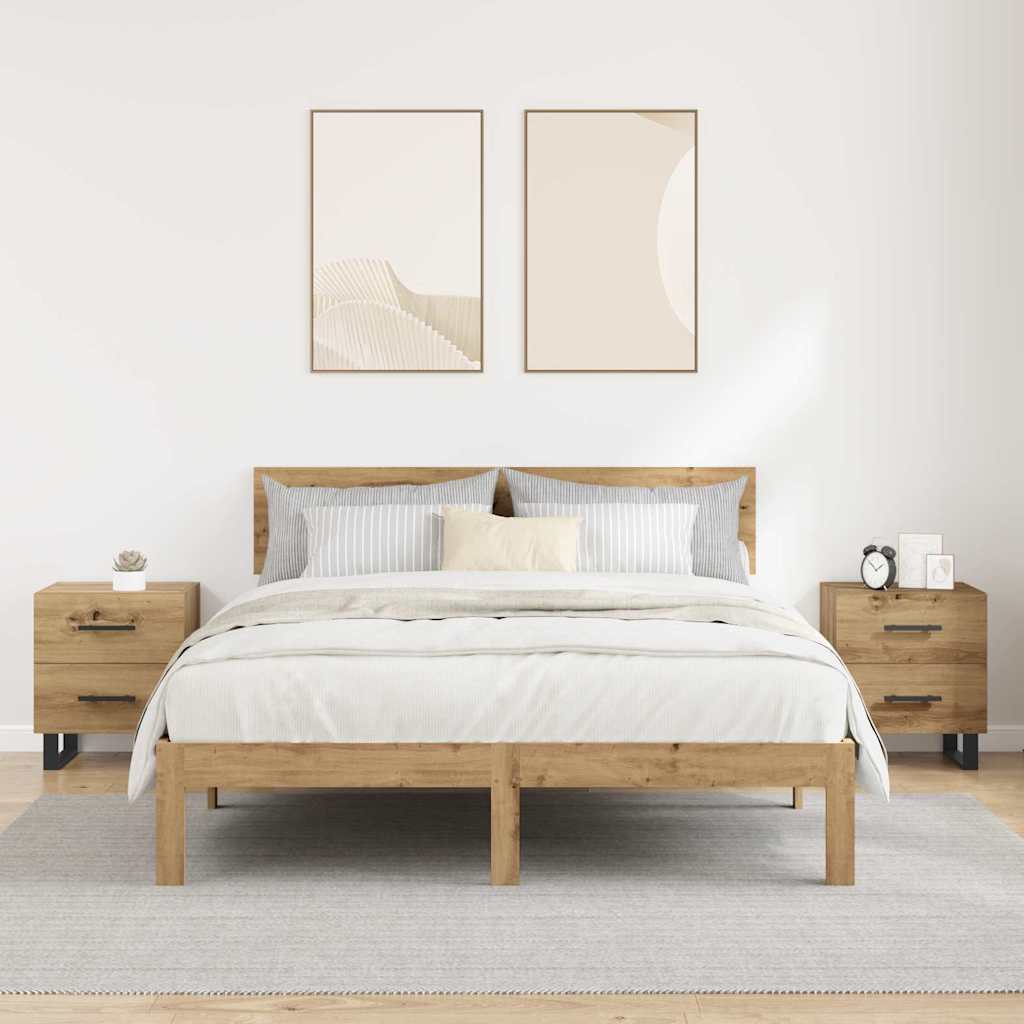 Natskab 2 pcs Artisan Egetræ 40 x 35 x 47,5 cm Konstrueret træ