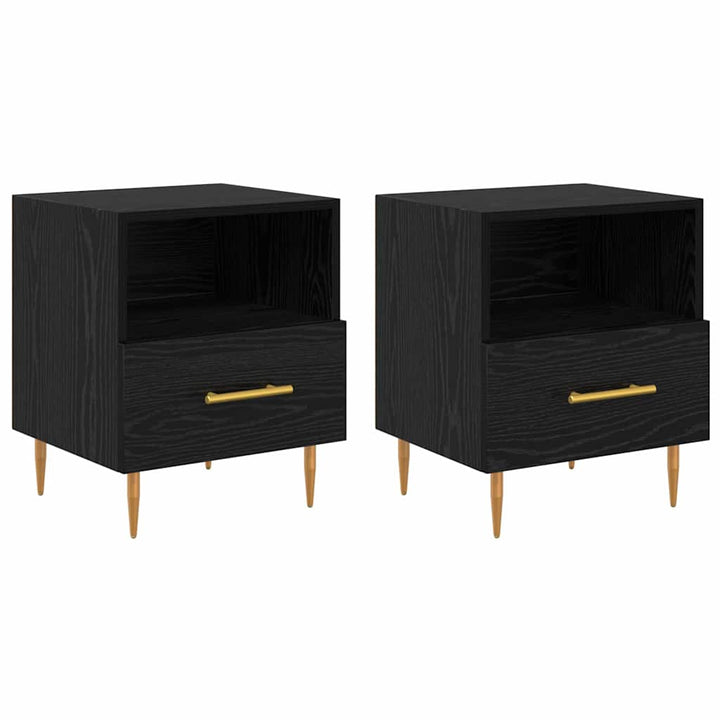 Sengebord 2 pcs Sort 40 x 35 x 47,5 cm Konstrueret træ