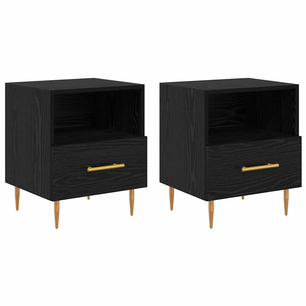 Sengebord 2 pcs Sort 40 x 35 x 47,5 cm Konstrueret træ