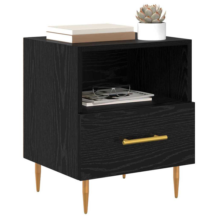 Sengebord 2 pcs Sort 40 x 35 x 47,5 cm Konstrueret træ