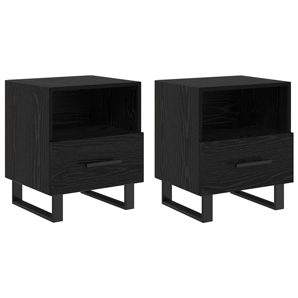 Natskab 2 pcs Sort eg 40 x 35 x 47,5 cm Konstrueret træ