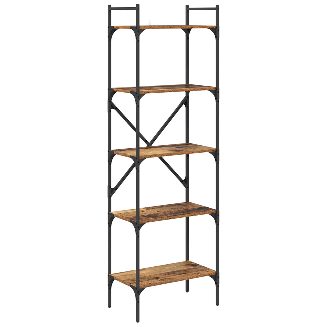 Bogreol 5 niveauer 56 x 32 x 174 cm Konstrueret træ Gammelt træ