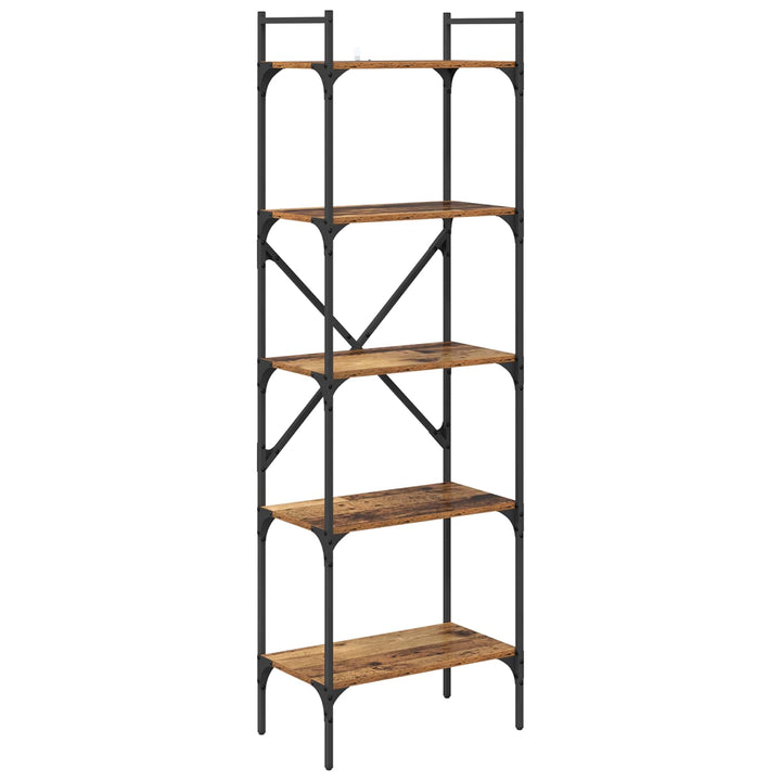 Bogreol 5 niveauer 56 x 32 x 174 cm Konstrueret træ Gammelt træ