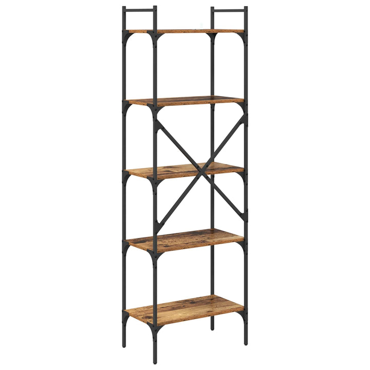 Bogreol 5 niveauer 56 x 32 x 174 cm Konstrueret træ Gammelt træ