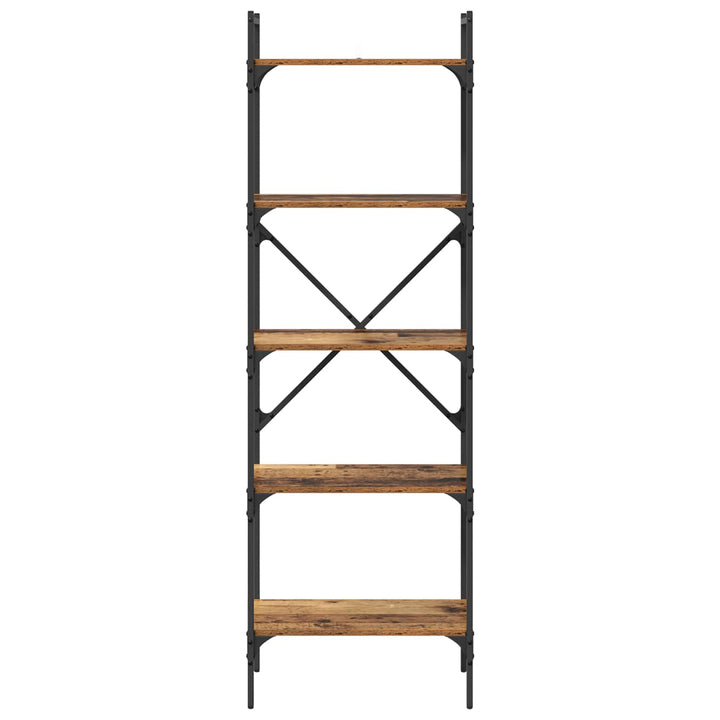 Bogreol 5 niveauer 56 x 32 x 174 cm Konstrueret træ Gammelt træ