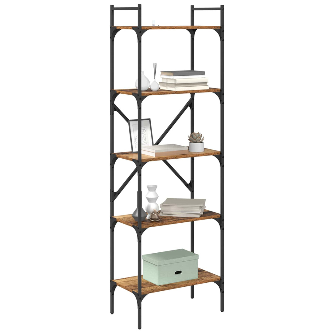 Bogreol 5 niveauer 56 x 32 x 174 cm Konstrueret træ Gammelt træ