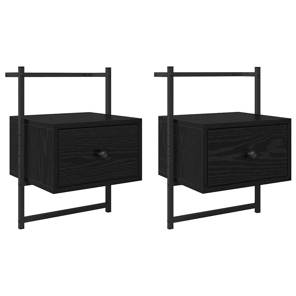 Natskab 2 pcs Sort eg 35 x 30 x 51 cm Konstrueret træ