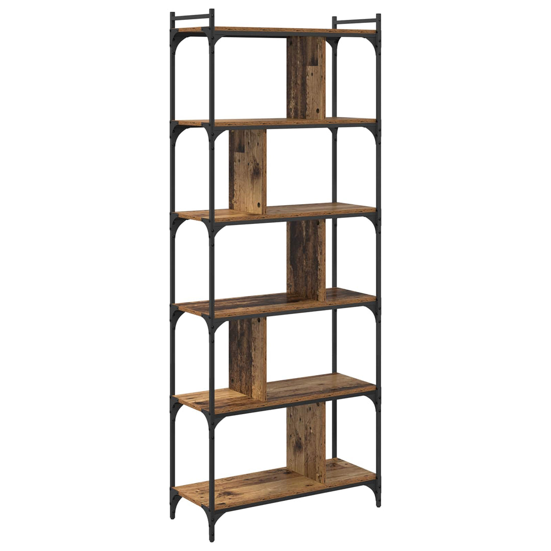 Bogreol 5 niveauer 76 x 32 x 192 cm Konstrueret træ Gammelt træ