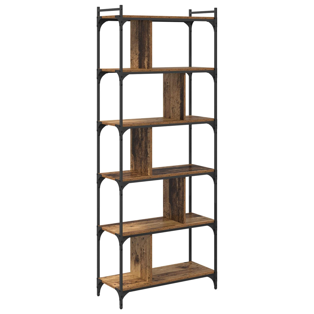 Bogreol 5 niveauer 76 x 32 x 192 cm Konstrueret træ Gammelt træ
