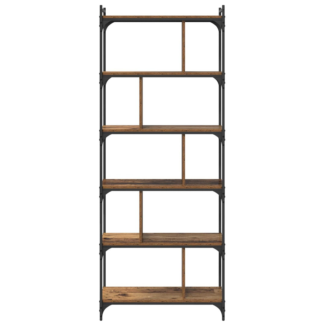 Bogreol 5 niveauer 76 x 32 x 192 cm Konstrueret træ Gammelt træ