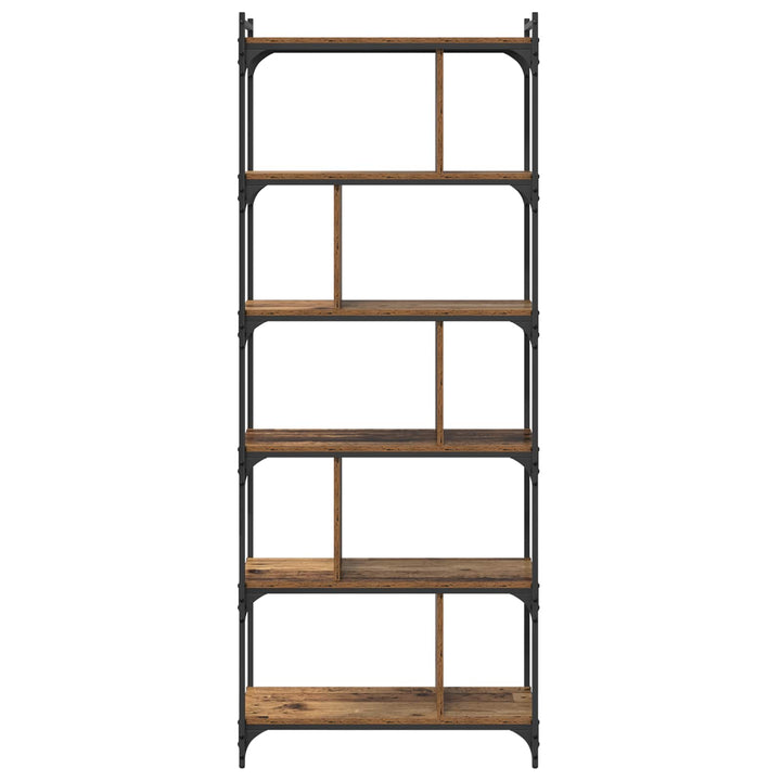 Bogreol 5 niveauer 76 x 32 x 192 cm Konstrueret træ Gammelt træ