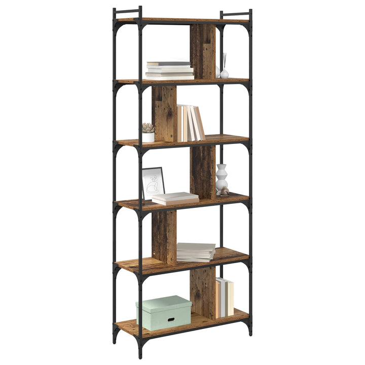 Bogreol 5 niveauer 76 x 32 x 192 cm Konstrueret træ Gammelt træ